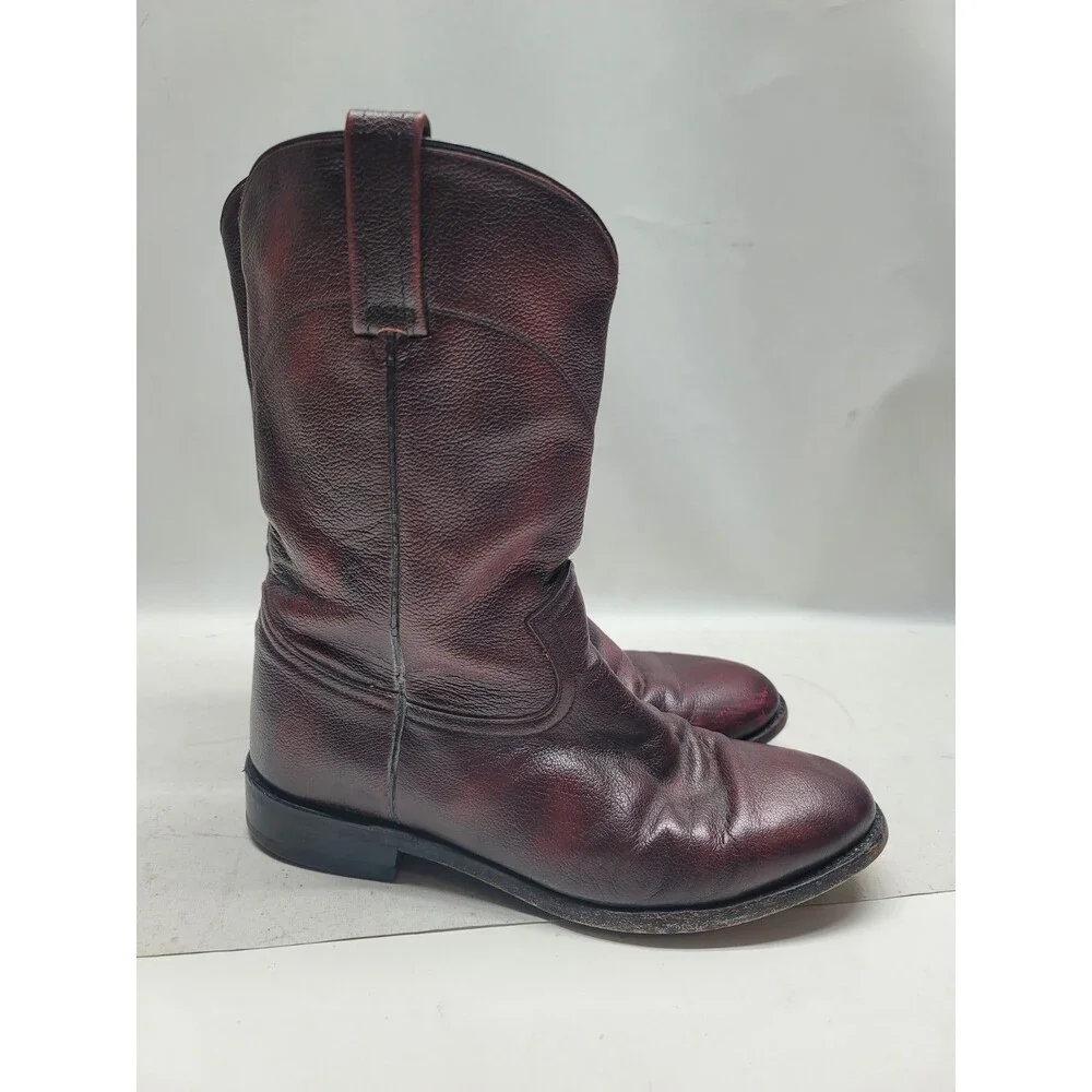 Dan Post Men's 9.5 D Oxblood Maroon Red Leather Cowboy Western Ropers Boots 6586